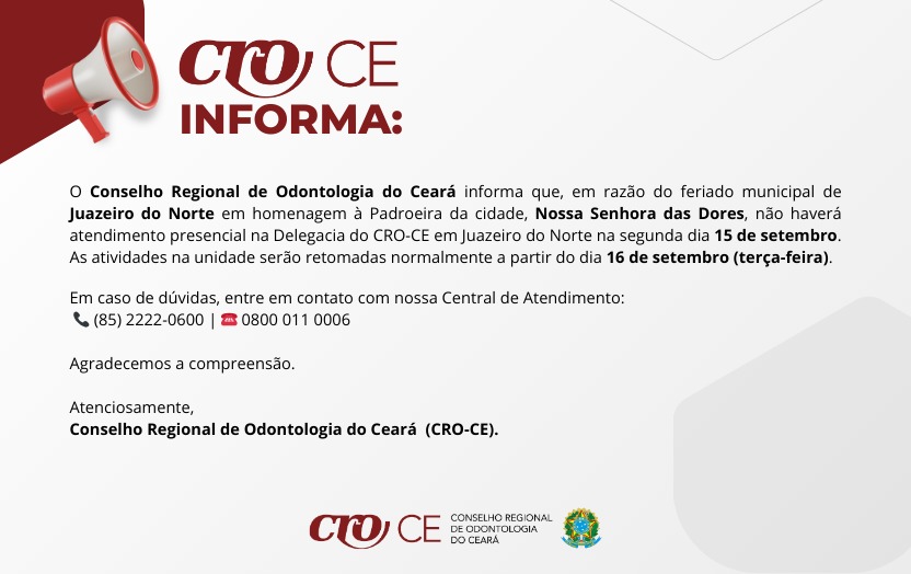 Informe: feriado municipal em Juazeiro do Norte